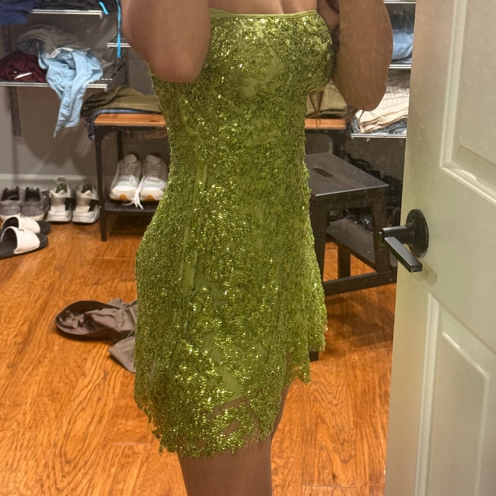 Annie’s Ibiza Green Silk Sequin Mini Dress - Picture 12 of 12